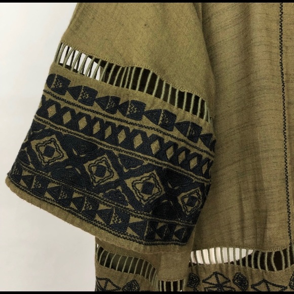 Free People | Olive Embroidered Oversized Tunic - Picture 6 of 7